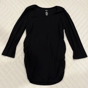 3/4 sleeve black ribbed maternity top